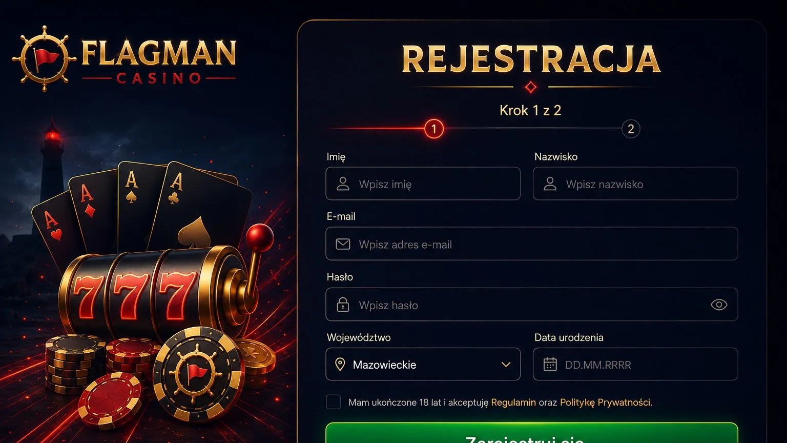 Flagman Casino rejestracja krok po kroku
